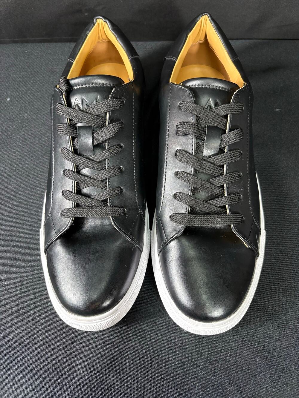 Ace Marks Shoes Men's 9.5 Brett Black Leather Lace Up Dress Casual Sneakers